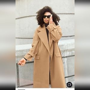 Express Belted Wrap Front Faux Wool Coat (L)